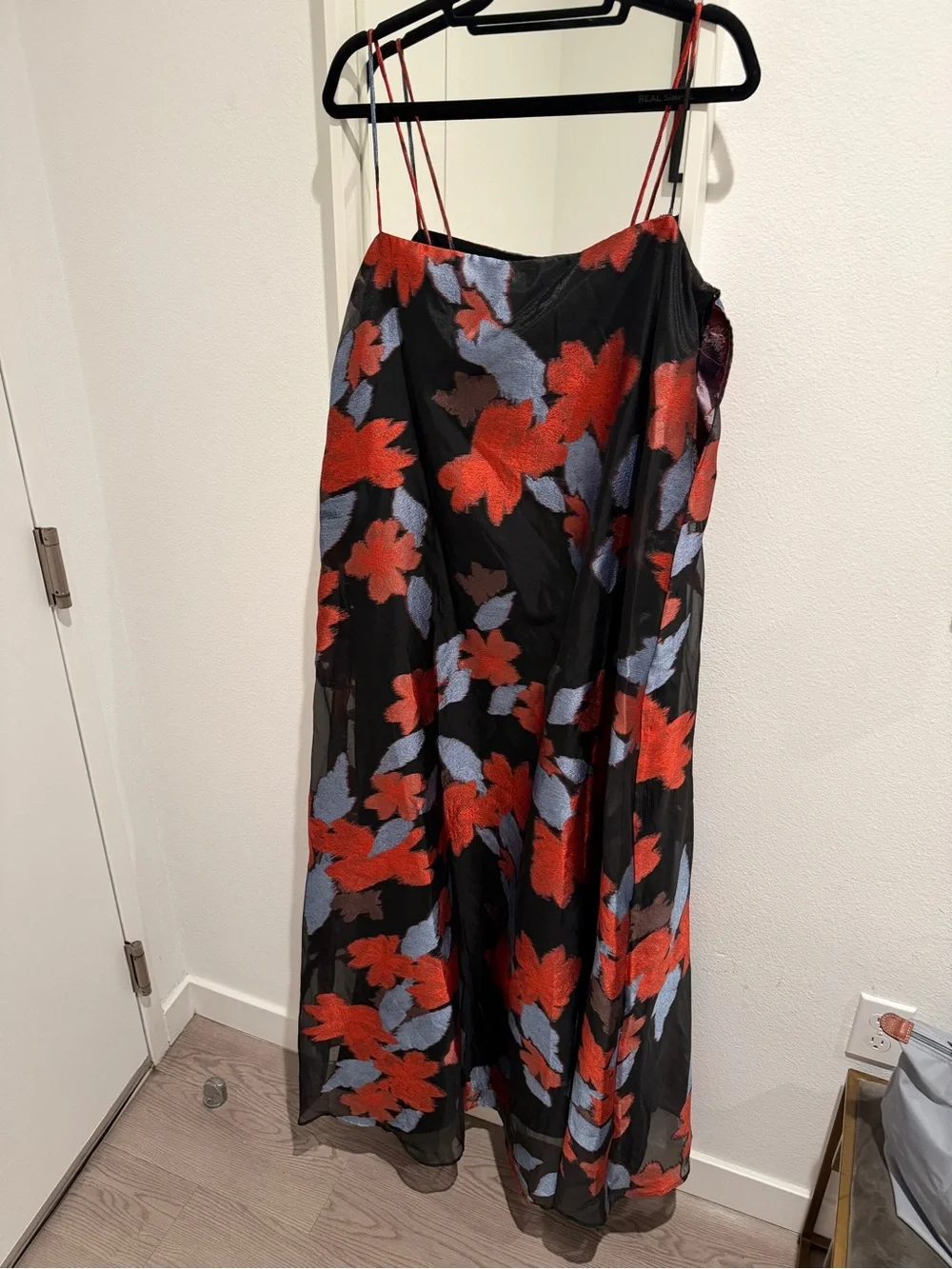 STAUD Satin Organza Delfina Maxi Dress L NWT night garden